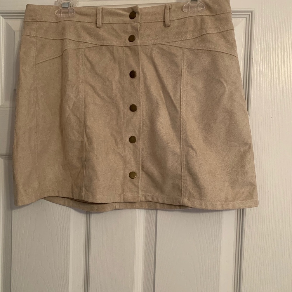 She and Sky micro suede beige mini skirt